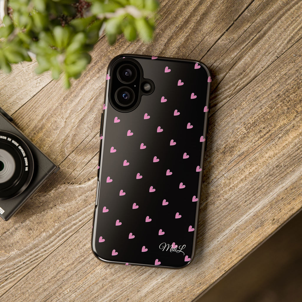 Dotted Hearts | Black and Pink - Mare di Luna