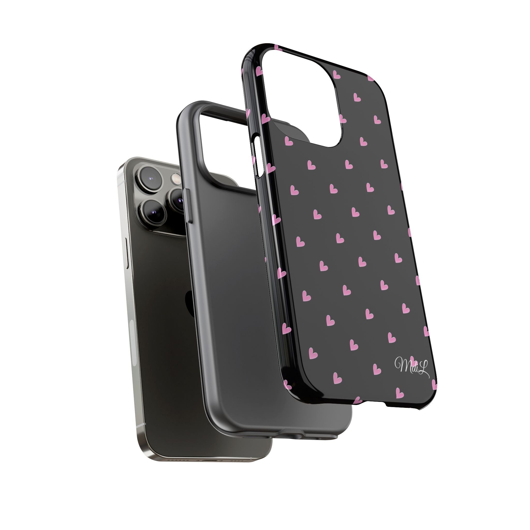 Dotted Hearts | Black and Pink - Mare di Luna