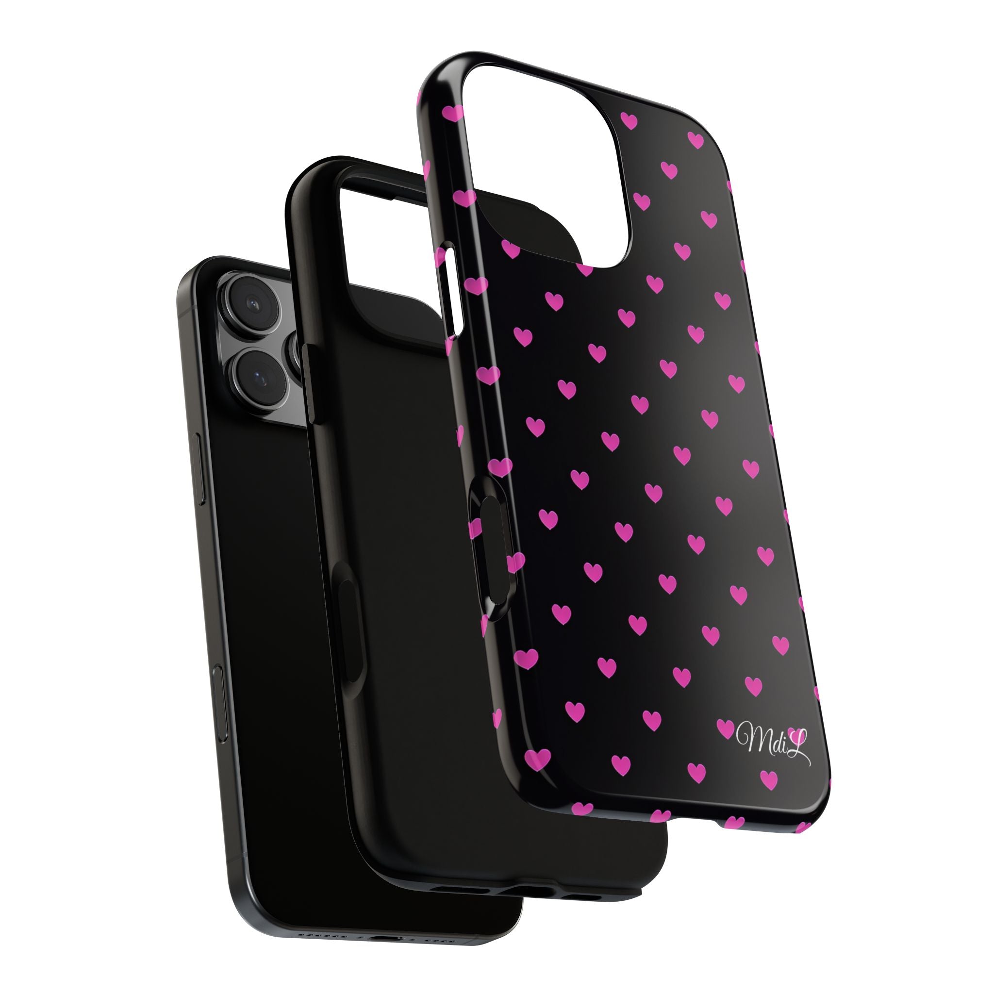 Dotted Hearts | Neon Pink and Black - Mare di Luna