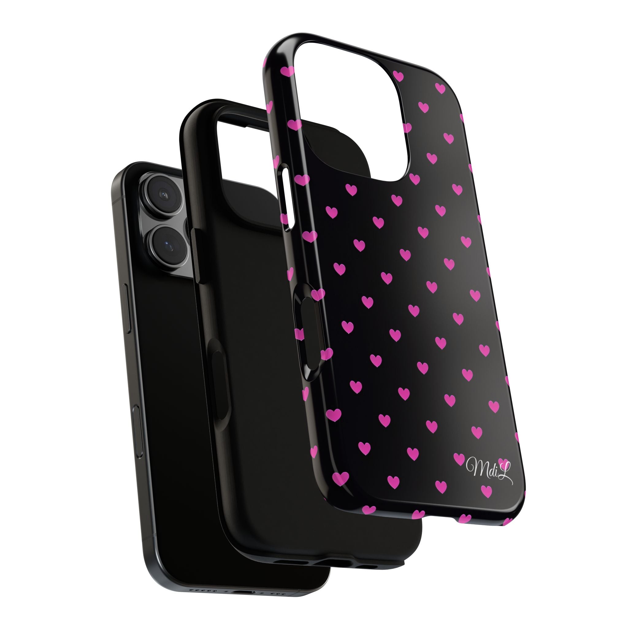 Dotted Hearts | Neon Pink and Black - Mare di Luna