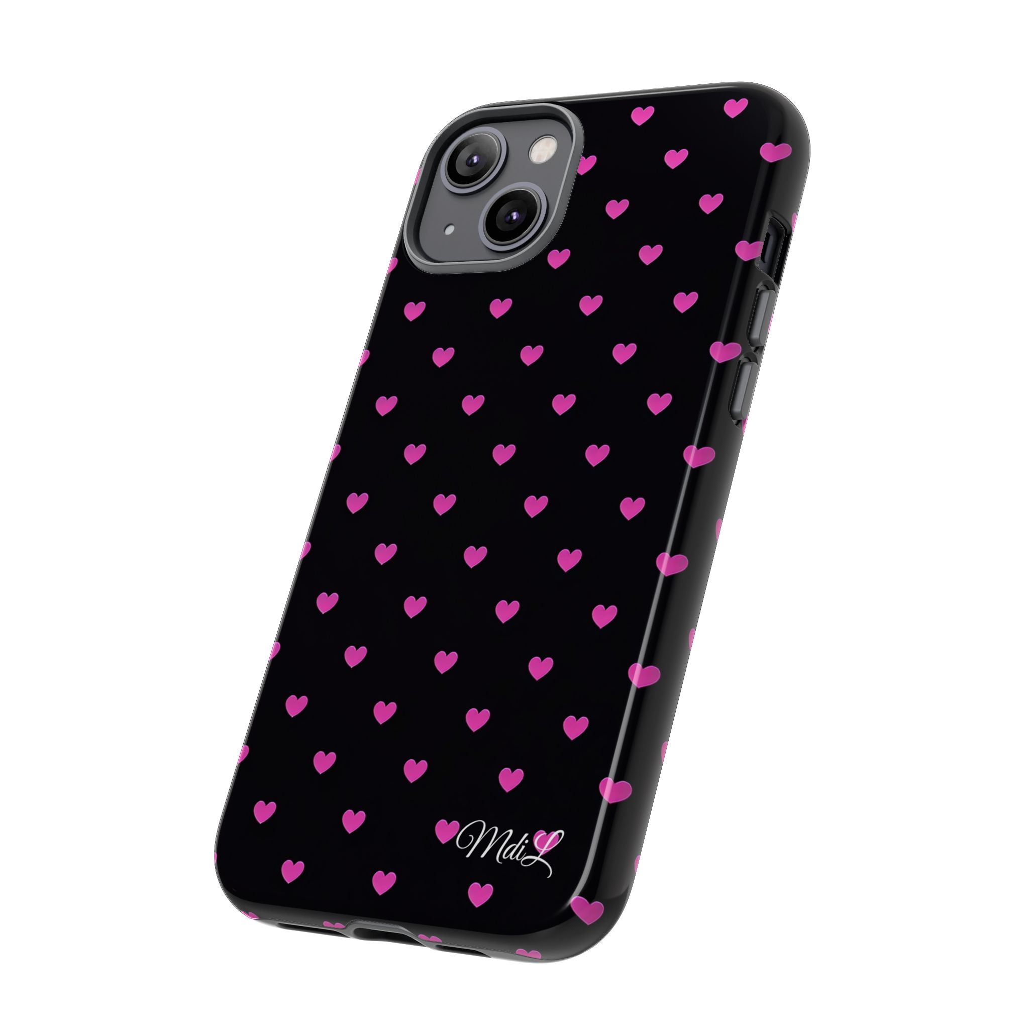 Dotted Hearts | Neon Pink and Black - Mare di Luna