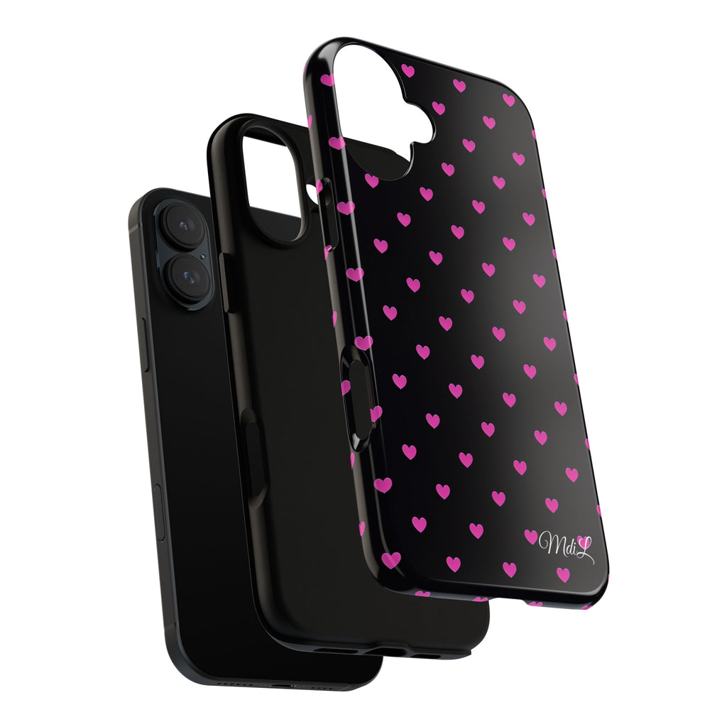 Dotted Hearts | Neon Pink and Black - Mare di Luna