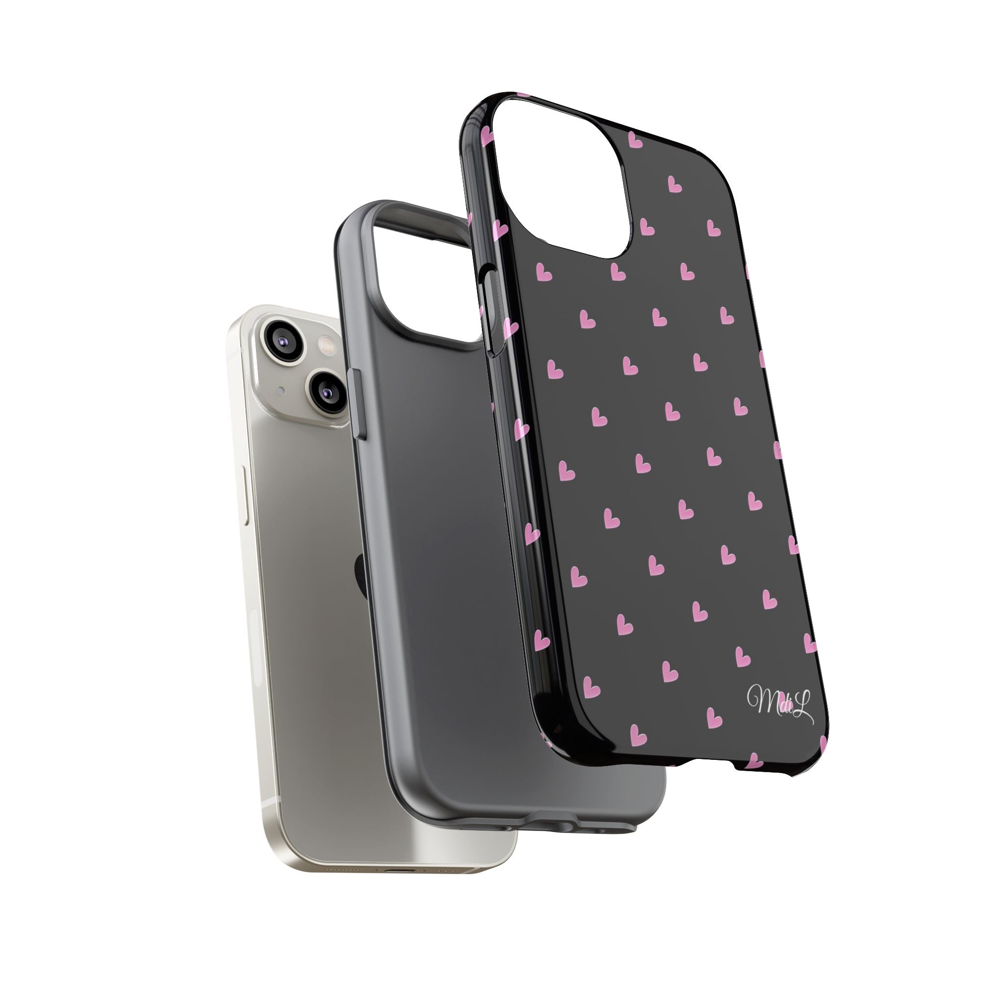 Dotted Hearts | Black and Pink - Mare di Luna